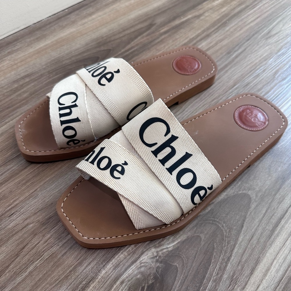 Chloe Woody Flat Logo Slide EU 42/US 11